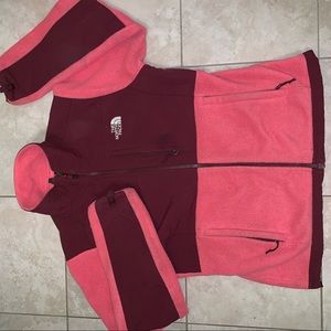 Pink women’s fleece north face jacket